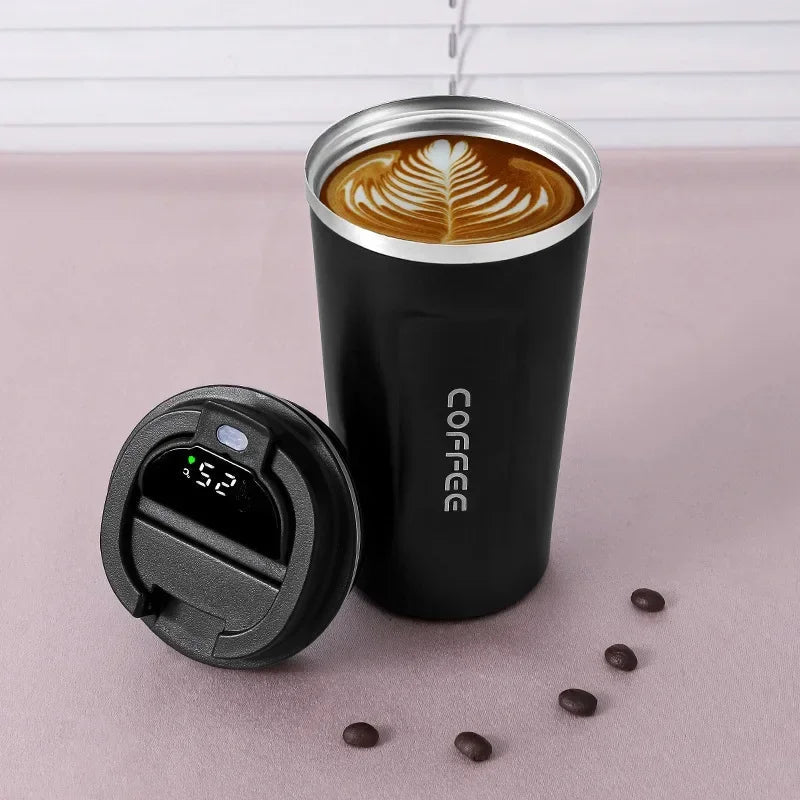 380/510ml Thermos Coffee Mug Stainless Steel Coffee Cup Temperature Display Vacuum Flask Thermal Tumbler Insulated Water Bottle - Ammpoure Wellbeing