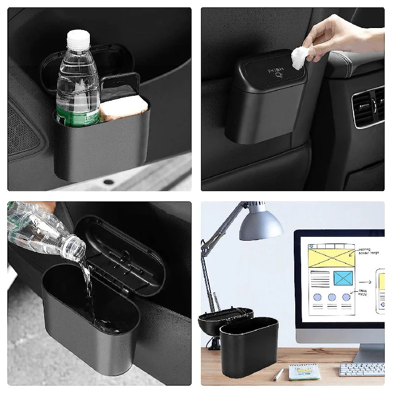 3Pcs Car trash can (with lid) contains 60 (300) garbage bags, small car trash can, leak - proof mini car accessories - Ammpoure Wellbeing