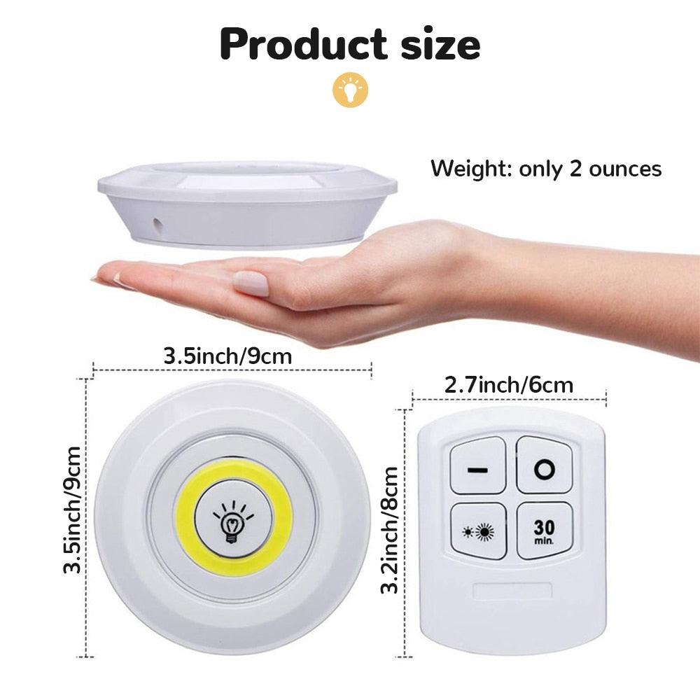 3W Super Bright Cob Under Cabinet Light LED Wireless Remote Control Dimmable Wardrobe Night Lamp Home Bedroom Kitchen Nightlight - Ammpoure Wellbeing