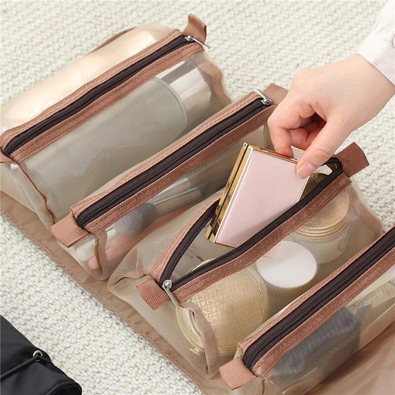 4PCS In 1 Travel Separable aCosmetic Bag Women Mesh Make Up Bags Beautician Toiletry Makeup Brushes Lipstick Storage Organizer - Ammpoure Wellbeing