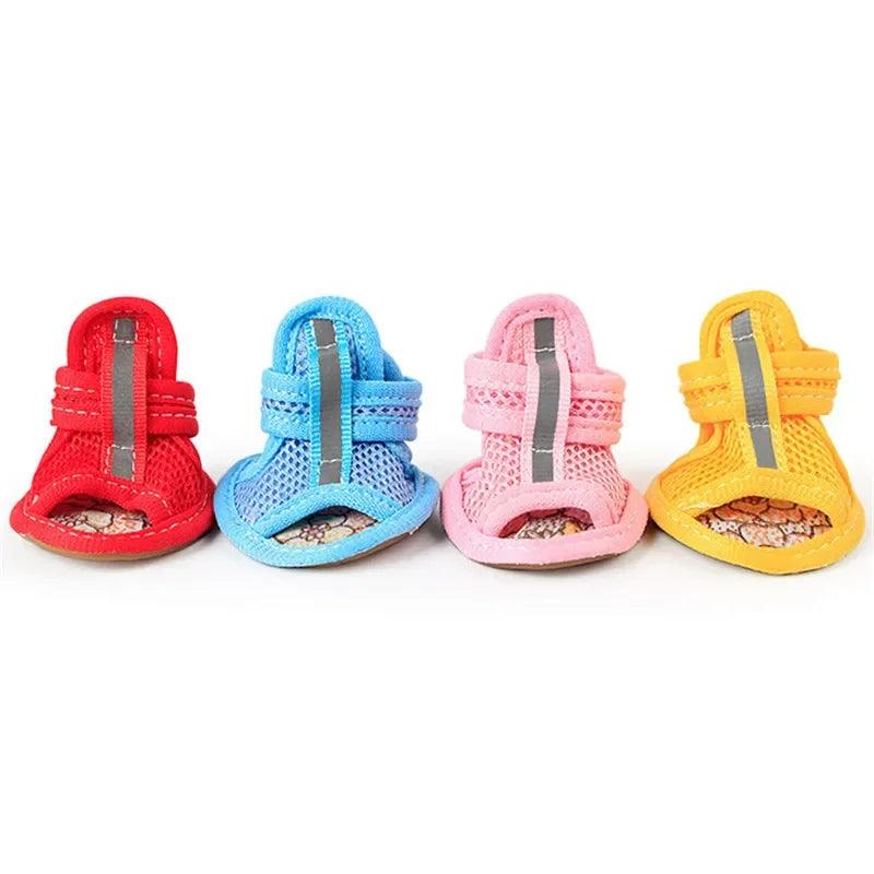 4pc/set Summer Non - slip Breathable Dog Shoes Sandals for Small Dogs Pet Dog Socks Sneakers for Dogs Puppy Blue Cat Shoes Boots - Ammpoure Wellbeing