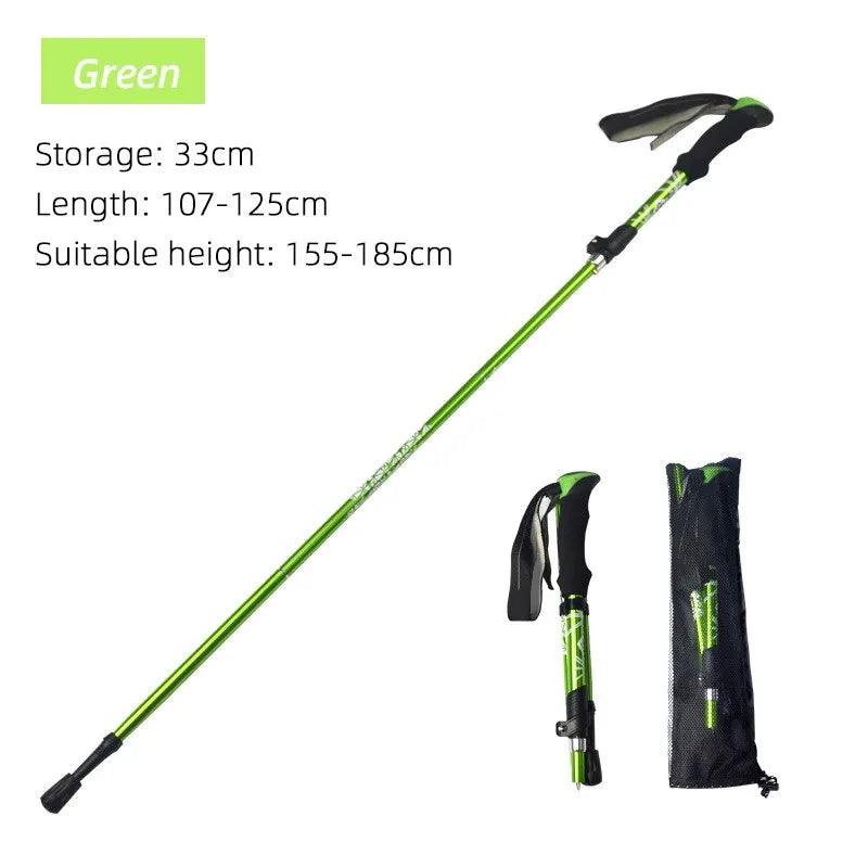 5 Section Outdoor Fold Trekking Pole Camping Portable Walking Hiking Stick For Nordic Elderly Telescopic Easy Put Into Bag 1 PCS - Ammpoure Wellbeing