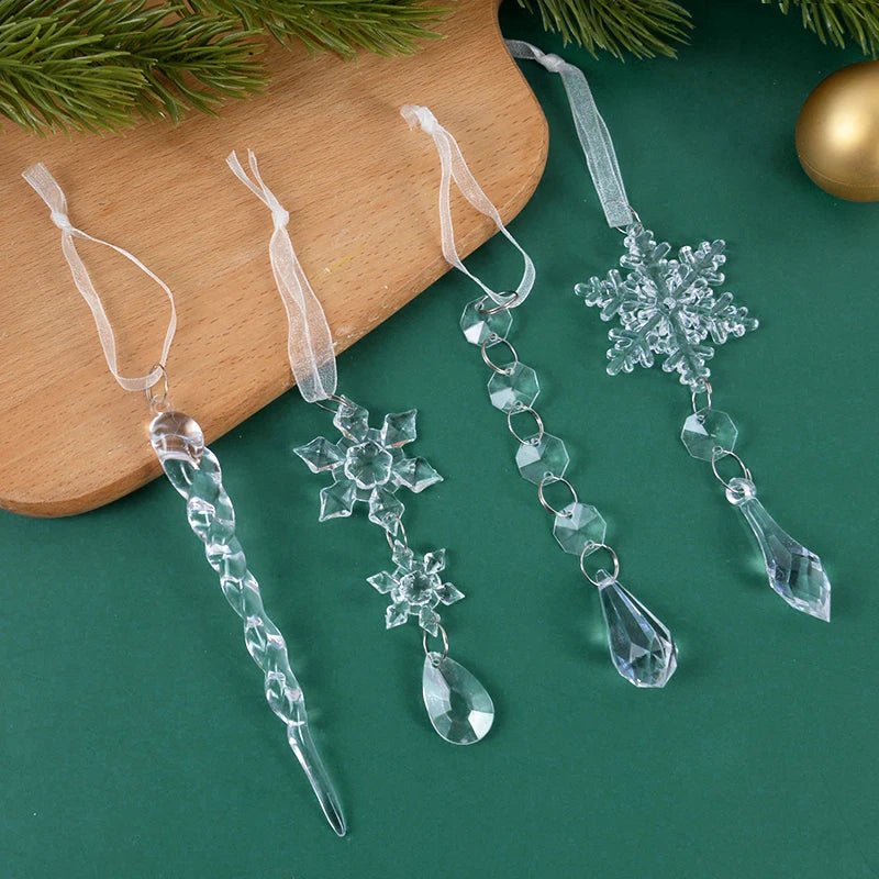 5/10Pcs Acrylic Snowflake Simulation Ice Pendants Xmas Tree Hanging Ornament 2024 Christmas Home Decorations New Year Gift 2025 - Ammpoure Wellbeing