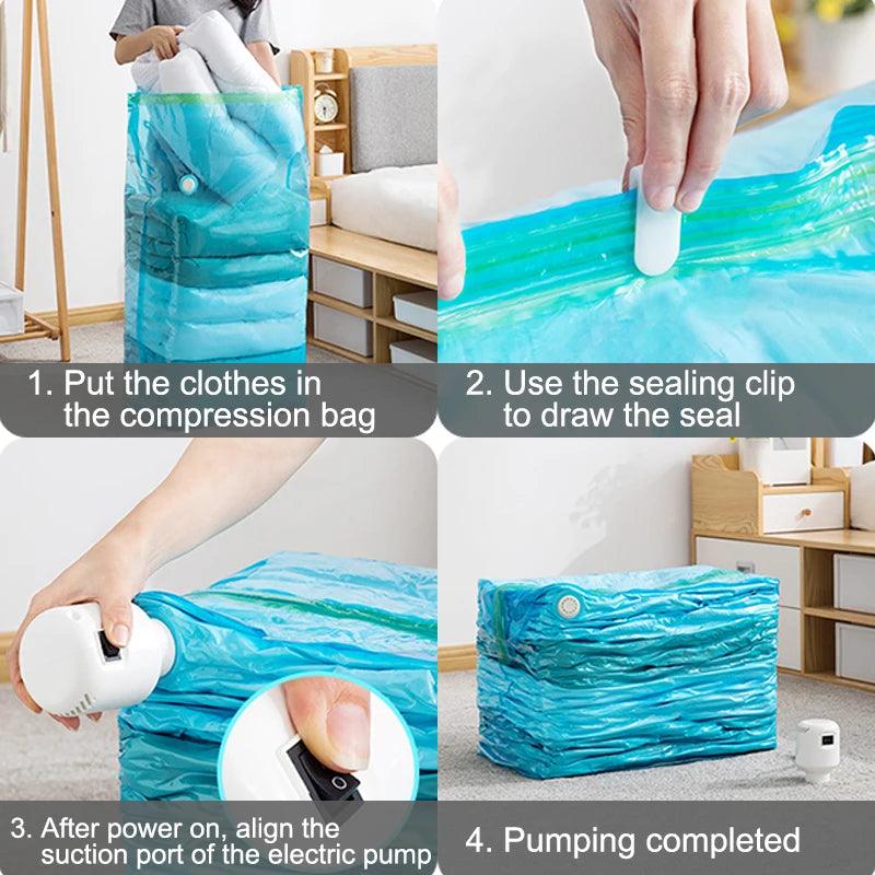 55W Powerful Vacuum Pump Vacuum Bag Clothes Storage Bag Folding Compressed Electric Sealer Machine Space Saver Travel Organizer - Ammpoure Wellbeing