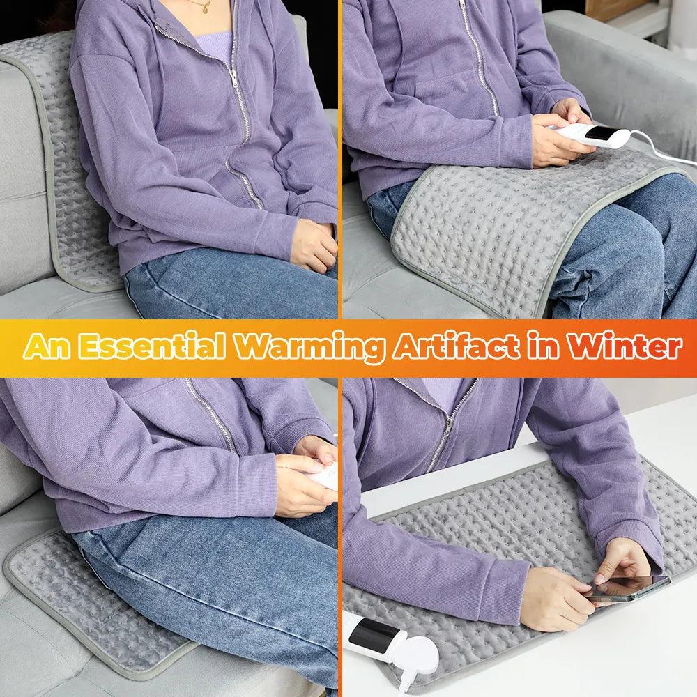 58*29cm Electric Heating Pad Massager Therapy for Body Abdomen Back Pain Relief Winter Warmer Blanket Thermal Massage Mat - Ammpoure Wellbeing