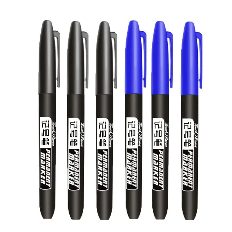 6 PCS Permanent Marker Pen Manga Drawing Markers Black Blue Red Waterproof Ink Sketch Pens Stationery Art School Supplies - Ammpoure Wellbeing