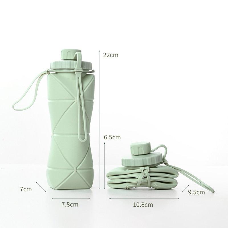 600ml Folding Silicone Water Bottle Sports Water Bottle Outdoor Travel Portable Water Cup Running Riding Camping Hiking Kettle - Ammpoure Wellbeing