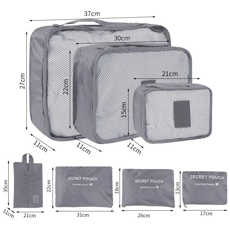 6/7PCS Set Travel Organizer Storage Bags Multifunction Packing Cube Bag For Clothes Tidy Portable Wardrobe Suitcase Pouch Case - Ammpoure Wellbeing