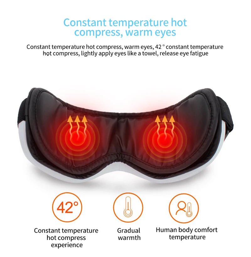 6D Smart Eye Massager Vibration Hot Airbag Compress Eye Care Instrument Bluetooth Music Eye Massage Glasses Eye Relax Fatigue - Ammpoure Wellbeing