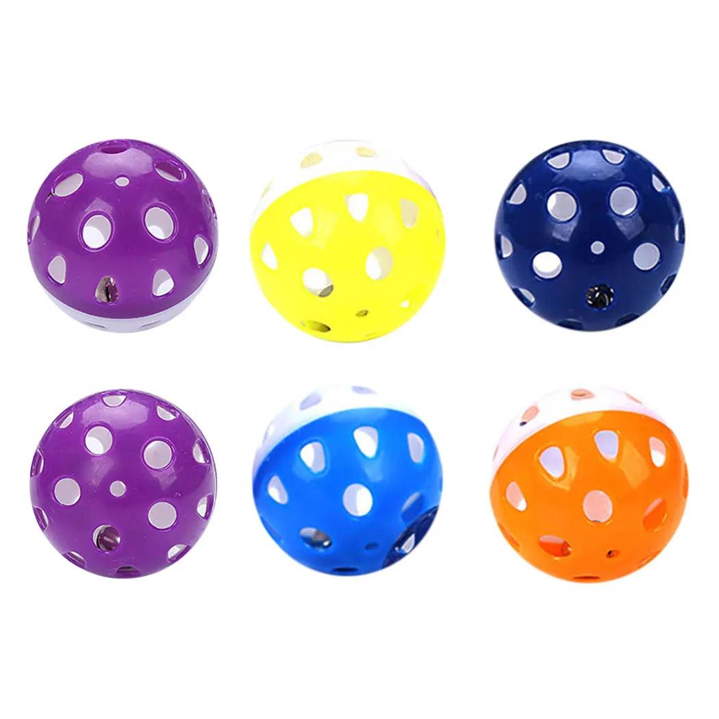 6pcs Toys For Cats Ball With Bell Playing Chew Rattle Scratch Plastic Ball Interactive Cat Training Toys Cat Toy Pet Supplies - Ammpoure Wellbeing