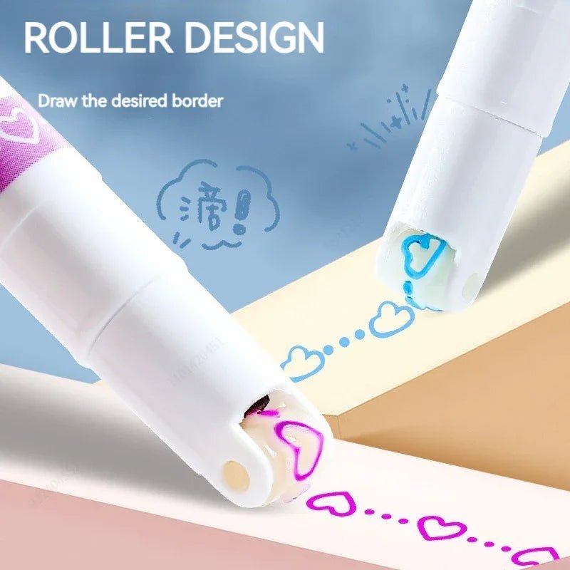 6Pcs/Set Flower Line Shape Highlighter Pen Roller Tip Curve Liner Marker Kawaii Korean Stationery School Office Supplies Gifts - Ammpoure Wellbeing