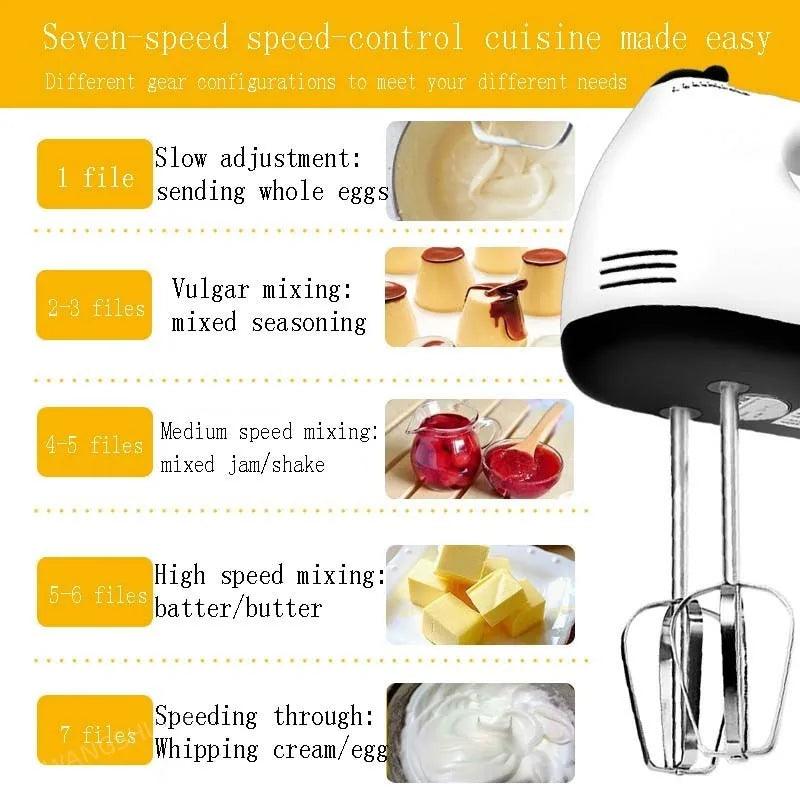 7 Speed Control Hand Mini Mixer Food Blender Multifunctional Food Processor Kitchen Mini Electric Manual Cooking Tools - Ammpoure Wellbeing