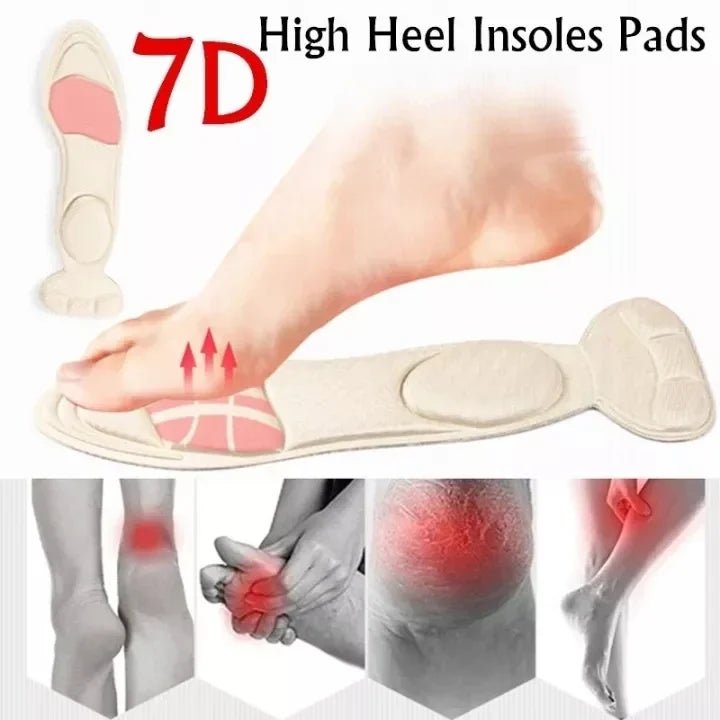 7D Soft Memory Foam Insole Pad Inserts Heel Post Back Breathable Anti - slip for Women High Heel Shoe Shoe Arch Support Insoles - Ammpoure Wellbeing