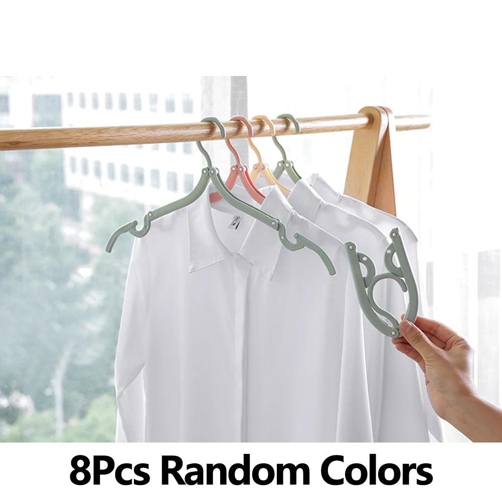 8pcs/pack Clothes Hanger Travel Camping Portable Folding Hanging Hook Home Coat Shirt Drying Holder Plastic Random Color Hanger - Ammpoure Wellbeing