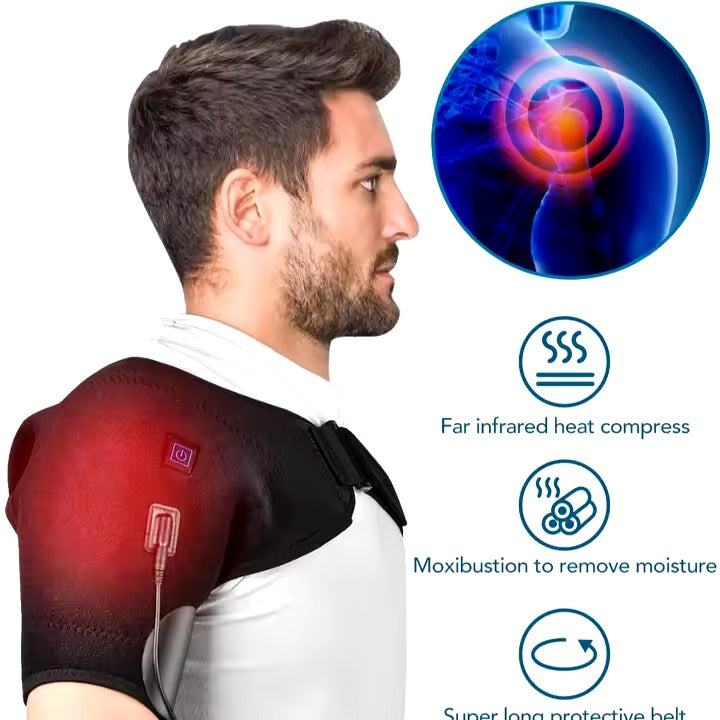 Heat Therapy Shoulder Brace Adjustable Shoulder Heating Pad for Frozen Shoulder Bursitis Tendinitis Strain Hot Cold Support Wrap