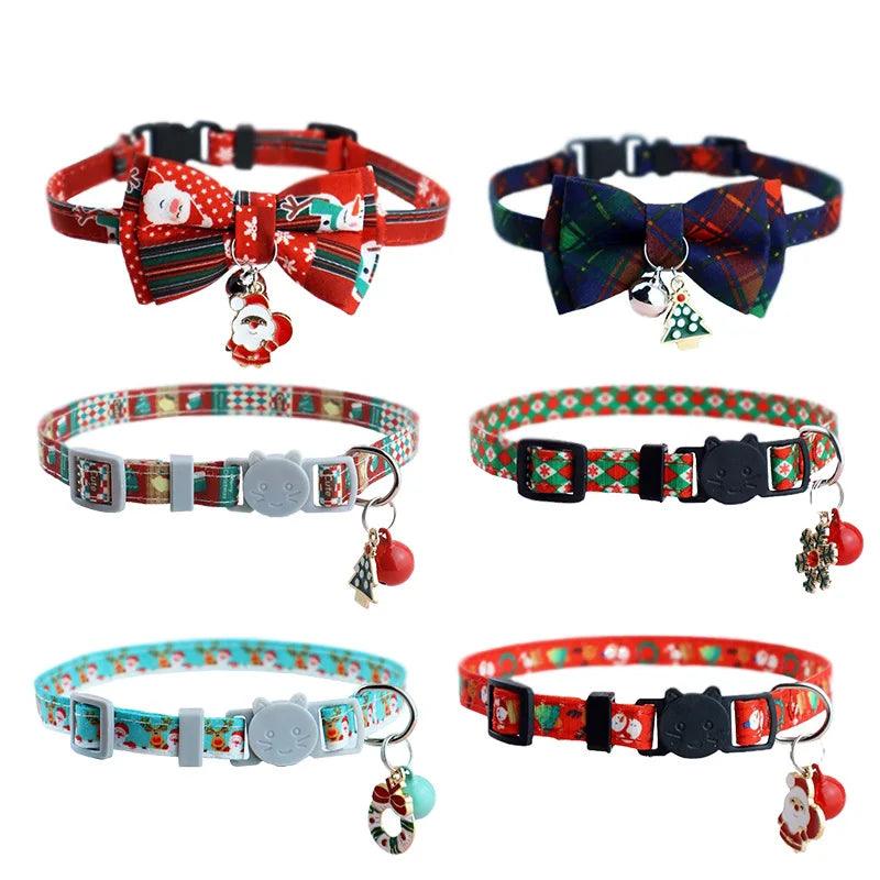 Adjustable Cat Collar Christmas Pet Collar with Bells and Bows Small Pendant Decoration To Prevent Getting Lost for Cats Puppies - Ammpoure Wellbeing