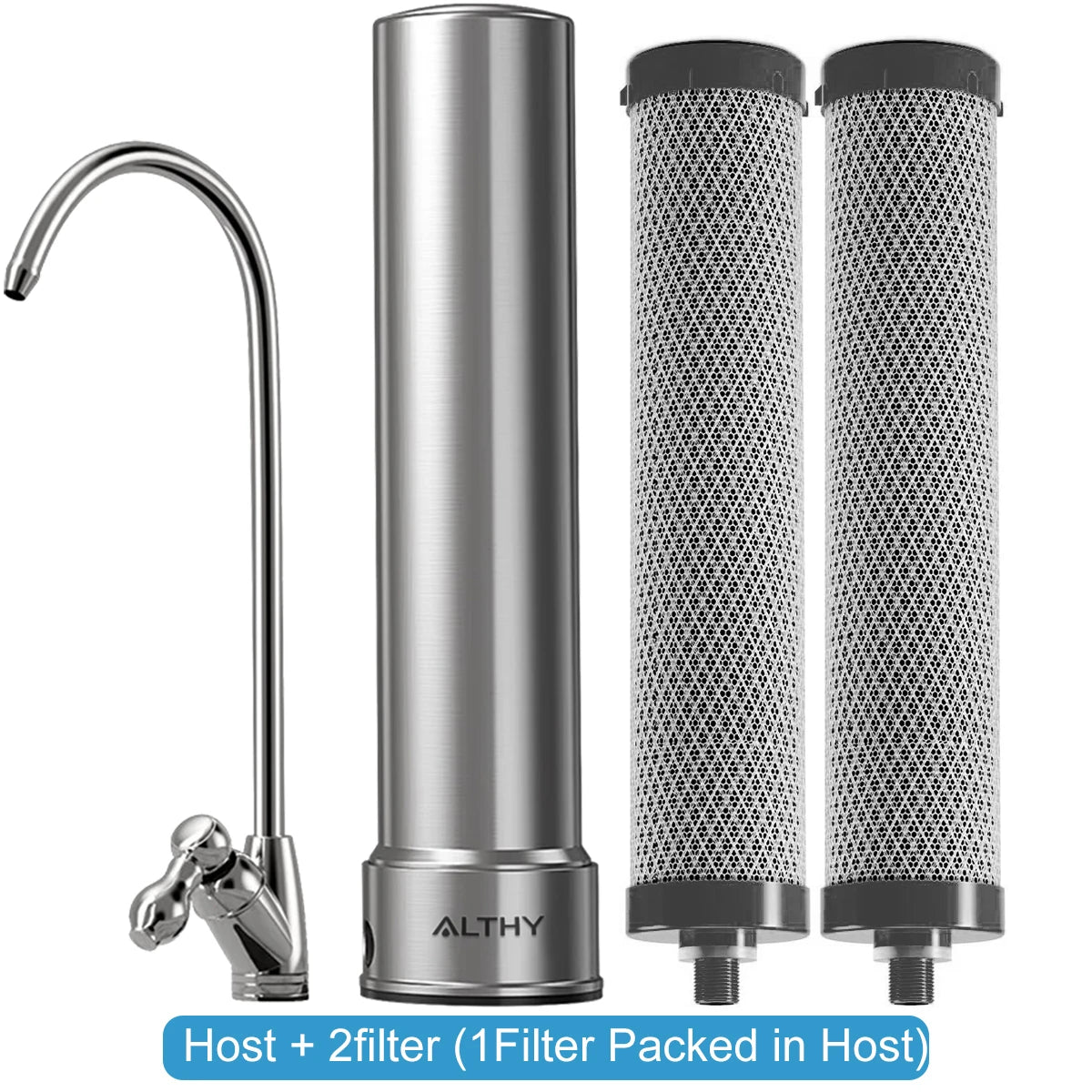 ALTHY U200PRO Kitchen Under Sink Drinking Water Filter Purifier 5 in 1, Stainless Steel 0.01um Filtration System With Faucet - Ammpoure Wellbeing