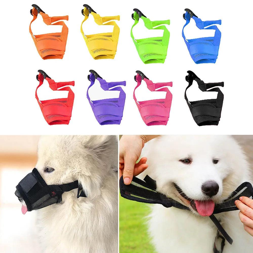 Anti Barking Dog Muzzle For Small Large Dogs Adjustable Mesh Breathable Pet Mouth Muzzles For Dogs Nylon Straps Dog Accessories - Ammpoure Wellbeing