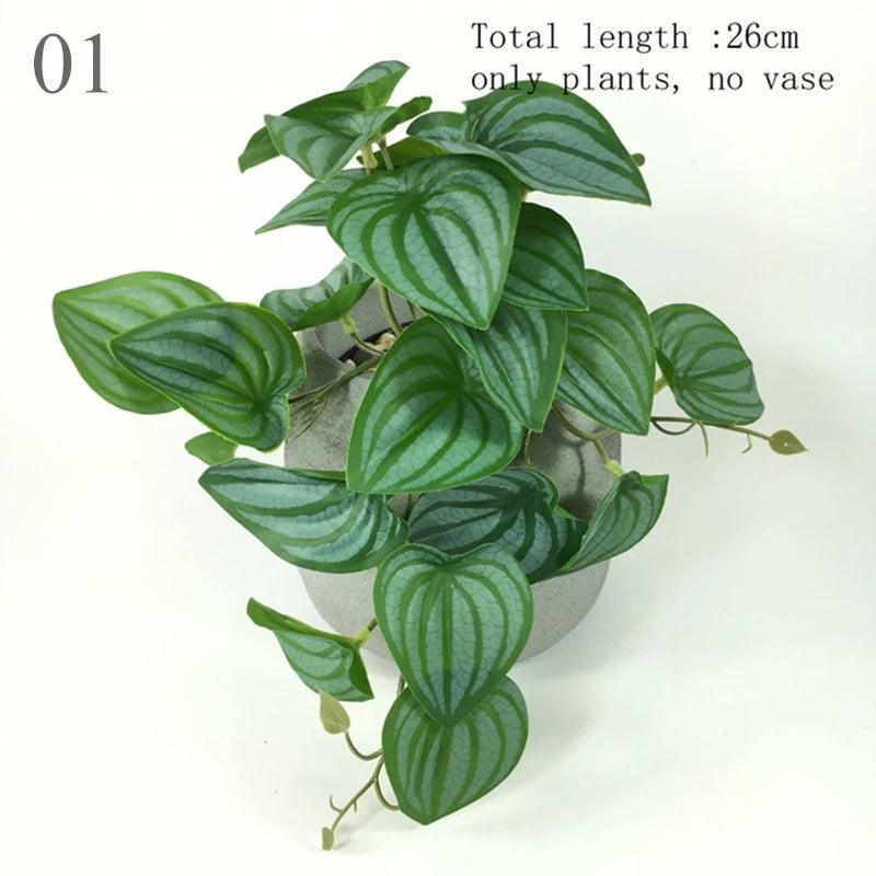 Artificial Terrarium Plant for Reptile Amphibian for Tank Pet Habitat Decorations Lifelike Tropical Leaves Plastic Leaf Rattan - Ammpoure Wellbeing