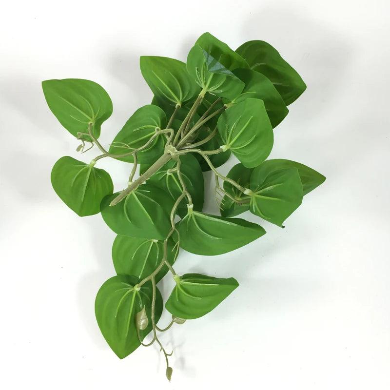 Artificial Terrarium Plant for Reptile Amphibian for Tank Pet Habitat Decorations Lifelike Tropical Leaves Plastic Leaf Rattan - Ammpoure Wellbeing