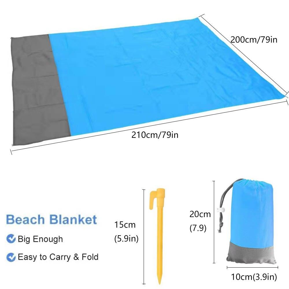 Beach Blanket Sandproof 200 X 210cm Waterproof Beach Mat Lightweight Picnic Blanket for Travel Hiking Sports - Ammpoure Wellbeing 🇬🇧