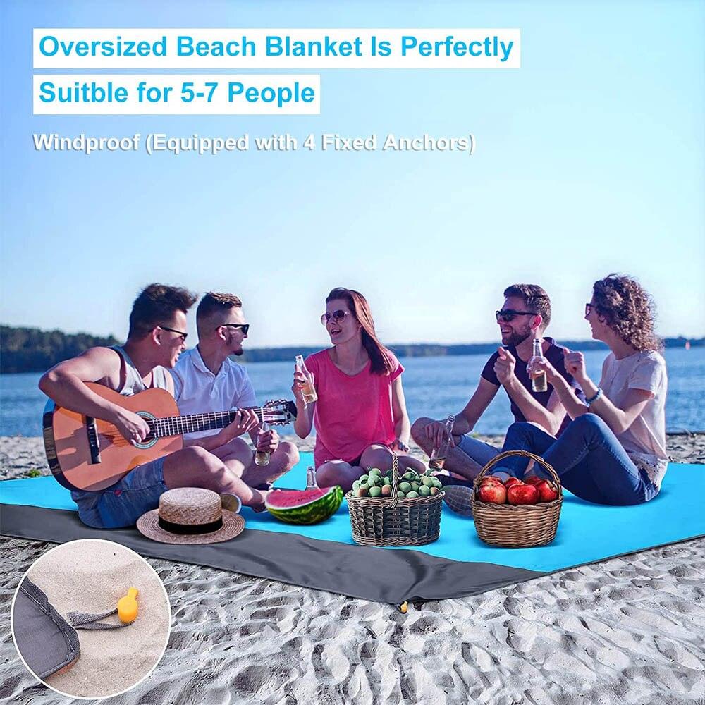 Beach Blanket Sandproof 200 X 210cm Waterproof Beach Mat Lightweight Picnic Blanket for Travel Hiking Sports - Ammpoure Wellbeing 🇬🇧