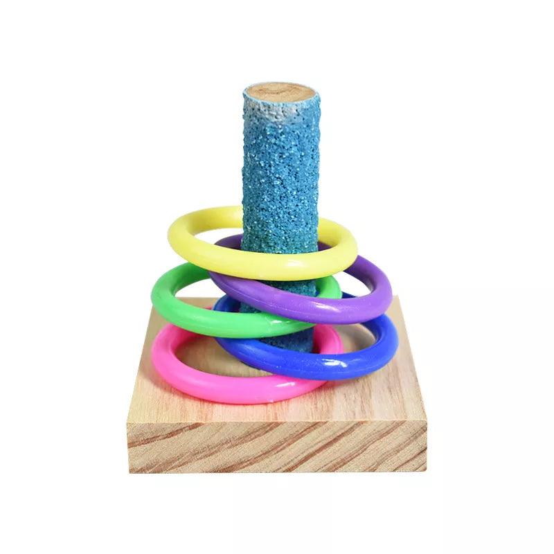 Bird Training Toys Set Wooden Block Puzzle Toys For Parrots Colorful Plastic Rings Intelligence Training Chew Toy Bird Supplies - Ammpoure Wellbeing