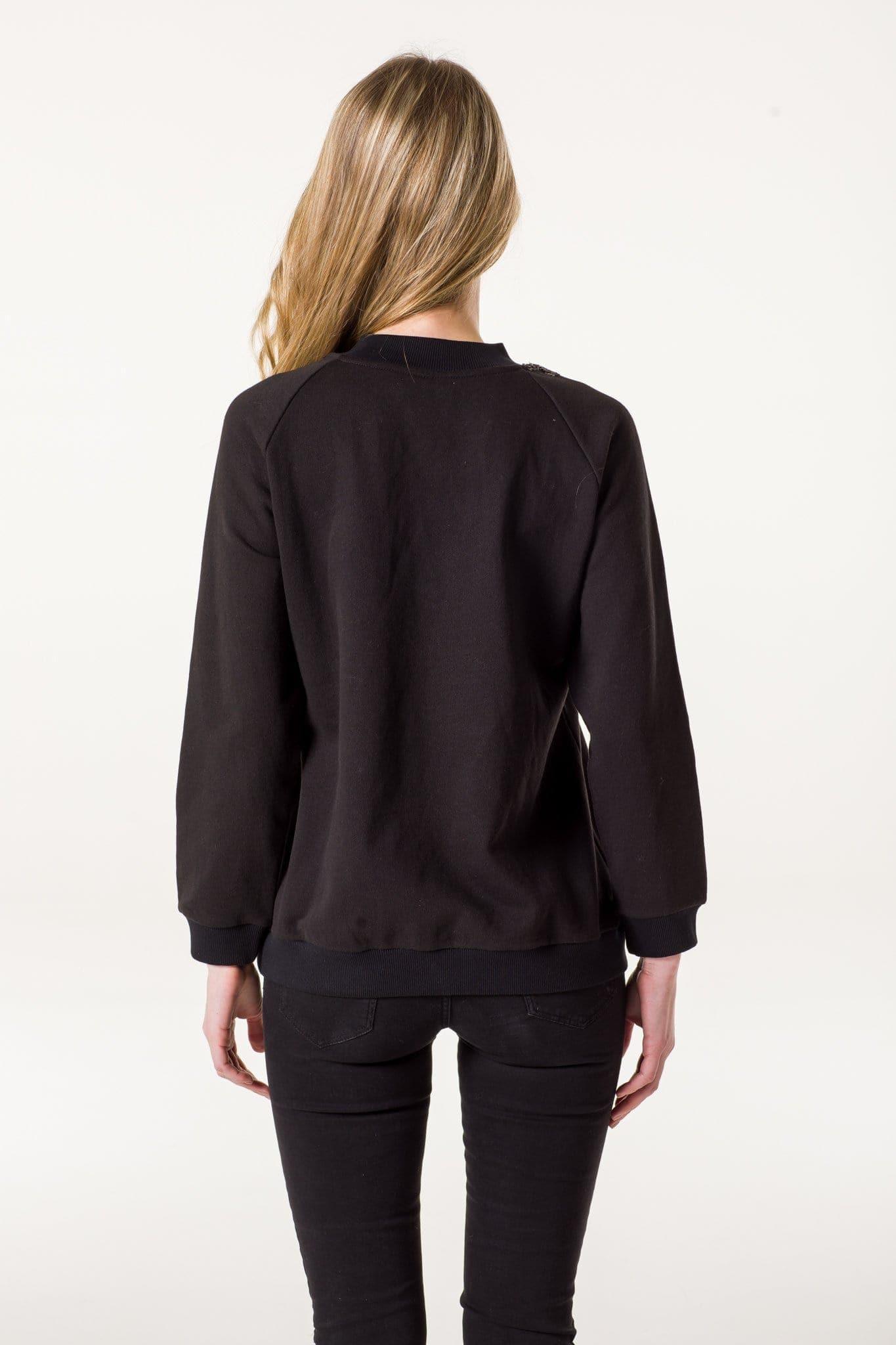 Black Leopard Beaded Sweatshirt - Ammpoure Wellbeing