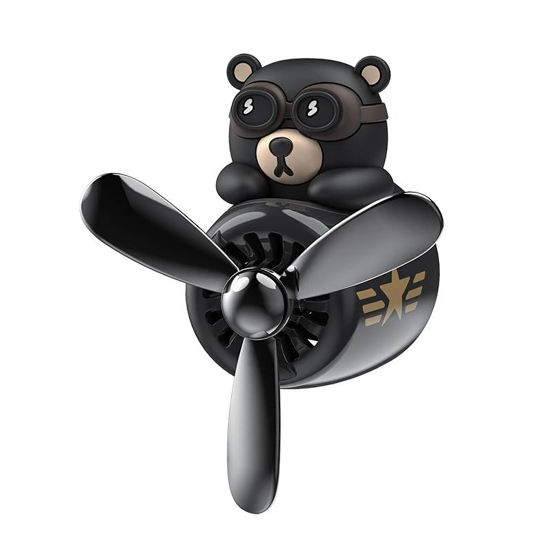 Car Air Freshener Bear Pilot Auto Accessories Interior Perfume Diffuser Rotating Propeller Outlet Fragrance Magnetic Design - Ammpoure Wellbeing