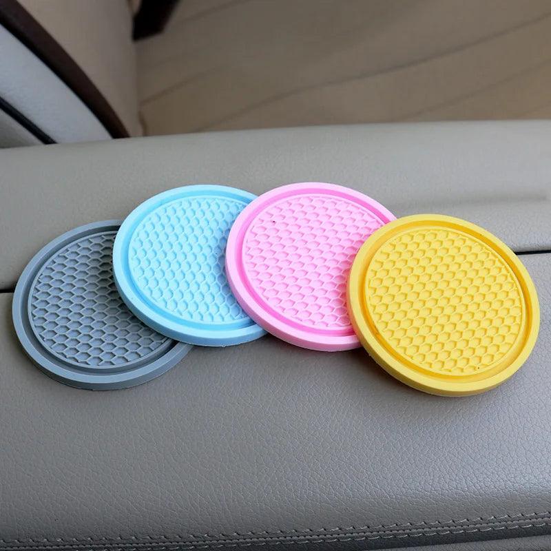 Car Coasters PVC Travel Auto Cup Holder Insert Coaster Anti Slip Vehicle Interior Accessories Cup Mats - Ammpoure Wellbeing