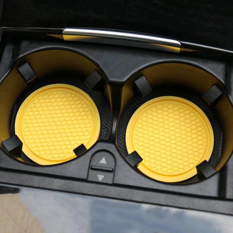 Car Coasters PVC Travel Auto Cup Holder Insert Coaster Anti Slip Vehicle Interior Accessories Cup Mats - Ammpoure Wellbeing