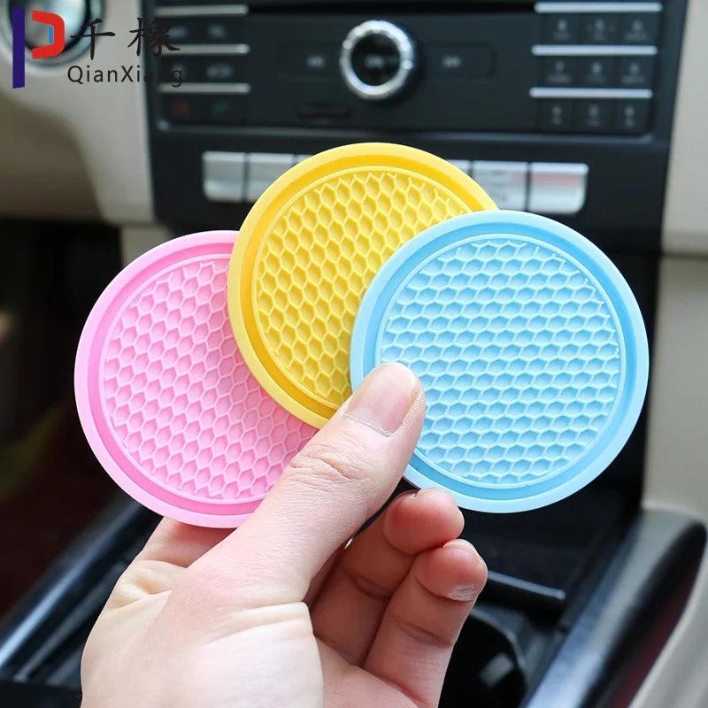 Car Coasters PVC Travel Auto Cup Holder Insert Coaster Anti Slip Vehicle Interior Accessories Cup Mats - Ammpoure Wellbeing