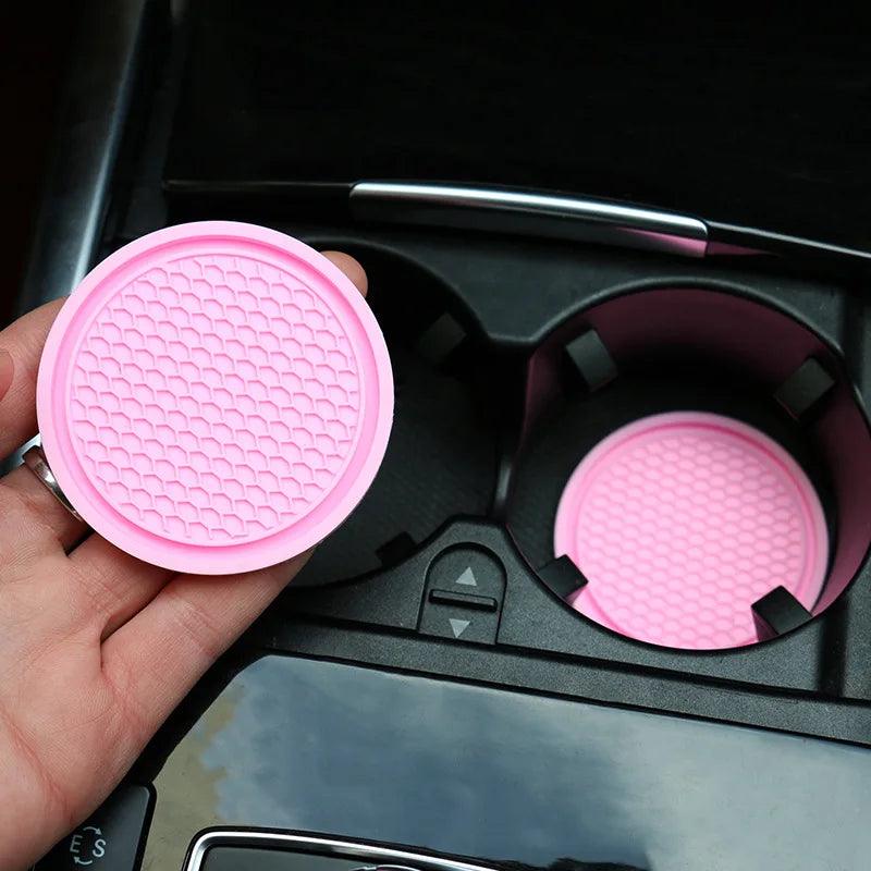 Car Coasters PVC Travel Auto Cup Holder Insert Coaster Anti Slip Vehicle Interior Accessories Cup Mats - Ammpoure Wellbeing