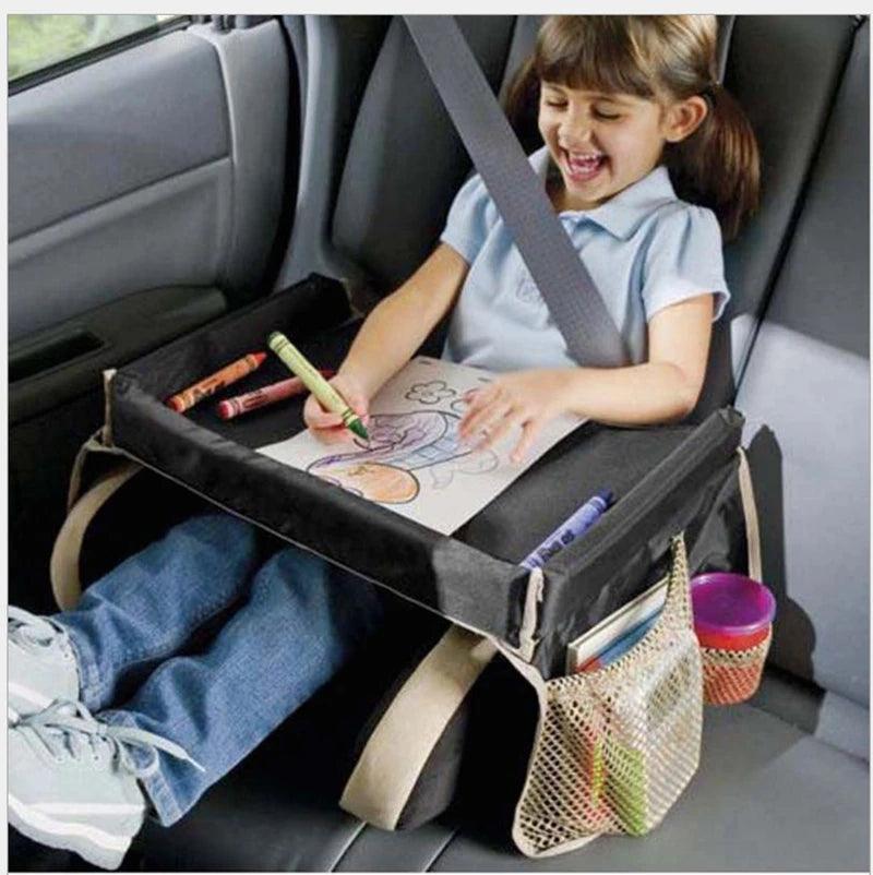 Car Seat Travel Tray Safety Seat Play Table Organizer Storage Snacks Toys Cup Holder Waterproof For Baby Children Kids Stroller - Ammpoure Wellbeing