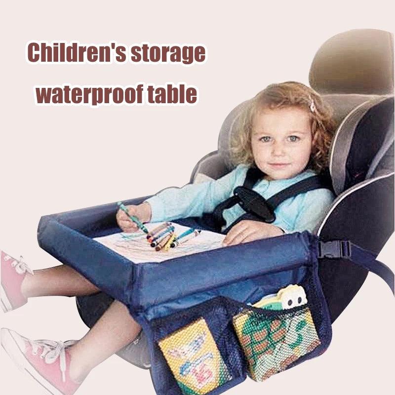 Car Seat Travel Tray Safety Seat Play Table Organizer Storage Snacks Toys Cup Holder Waterproof For Baby Children Kids Stroller - Ammpoure Wellbeing