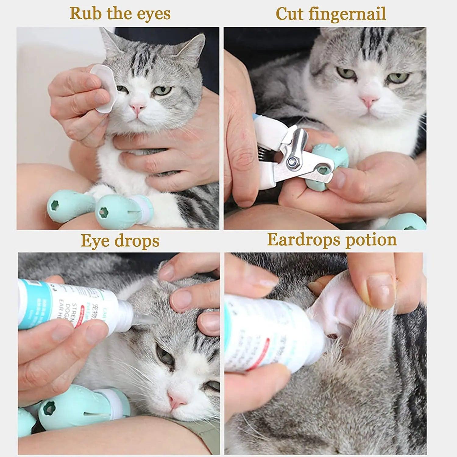 Cat Claw Protector Bath Anti - Scratch Cat Shoes For Cat Adjustable Pet Bath Wash Boots Cat Paw Nail Cover Pet Grooming Supplies - Ammpoure Wellbeing