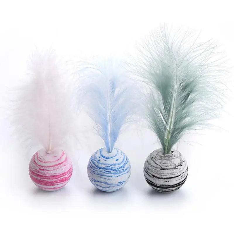 Cat toy Ball Feather Funny Cat Toy Star Ball Plus Feather Foam Ball Throwing Toys Interactive Plush Toys Pet Supplies katten toy - Ammpoure Wellbeing