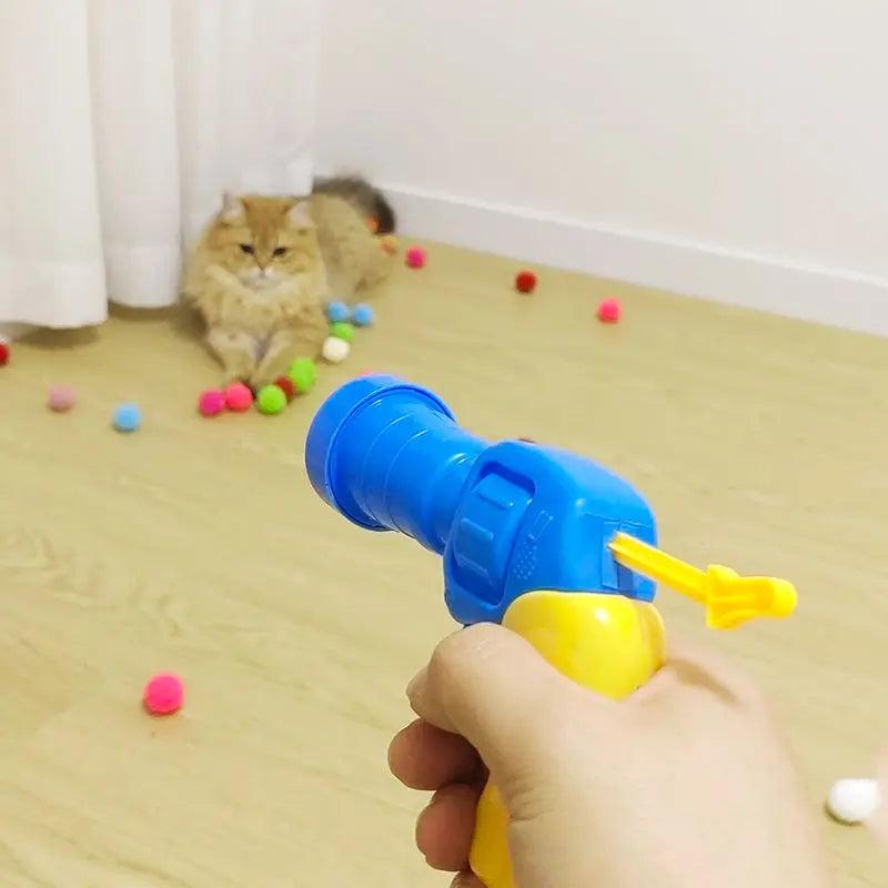 Cat Toys Interactive Launch Training Creative Kittens Mini Pompoms Games Stretch Plush Ball Toys Cat Supplies Pet Accessories - Ammpoure Wellbeing