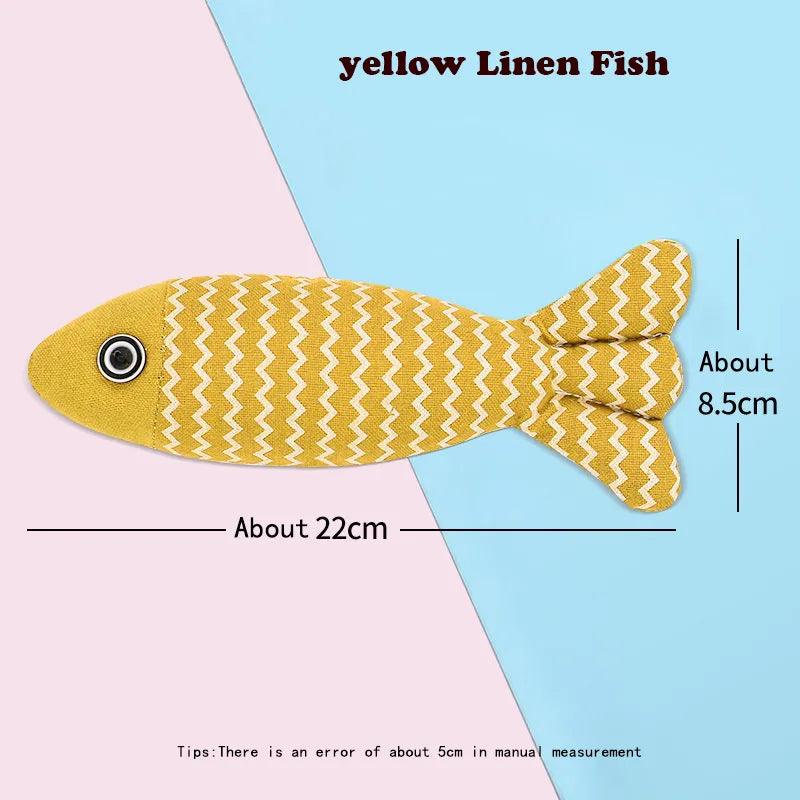 Cat Toys Training Entertainment Fish Cotton Linen Pillow With Catnip Simulation Fish Gatos Toy Fish Interactive Pet Chew Toys - Ammpoure Wellbeing