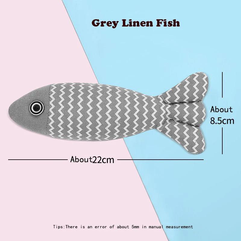 Cat Toys Training Entertainment Fish Cotton Linen Pillow With Catnip Simulation Fish Gatos Toy Fish Interactive Pet Chew Toys - Ammpoure Wellbeing