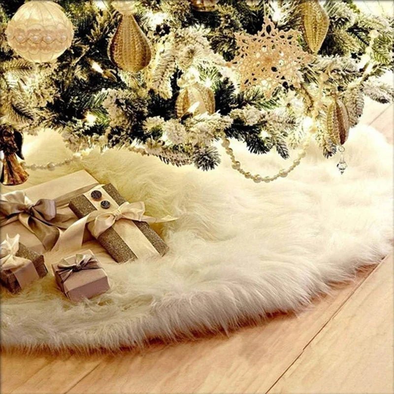 Christmas Tree Skirts White Plush Mat Navidad Plush Skirt Xmas Tree Base Mat Ornament New Year Christmas Home Decor - Ammpoure Wellbeing