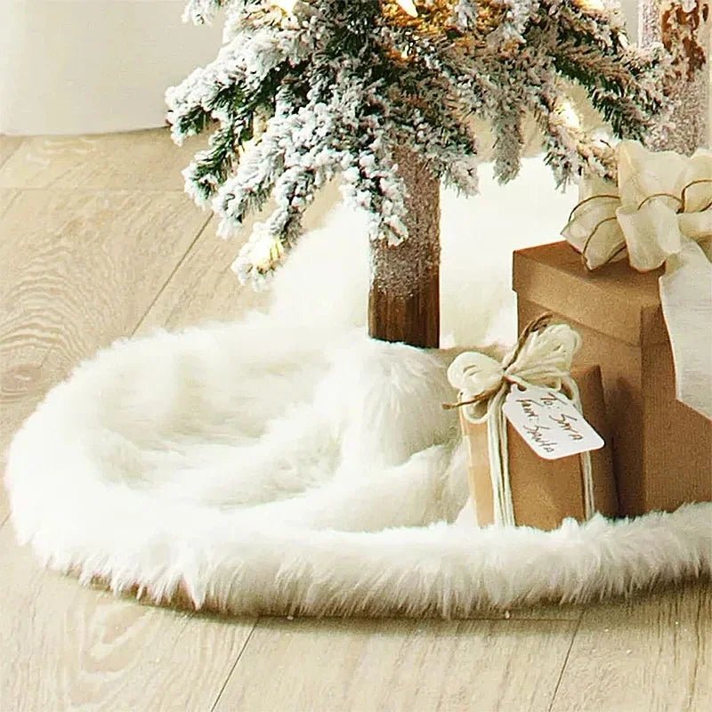 Christmas Tree Skirts White Plush Mat Navidad Plush Skirt Xmas Tree Base Mat Ornament New Year Christmas Home Decor - Ammpoure Wellbeing