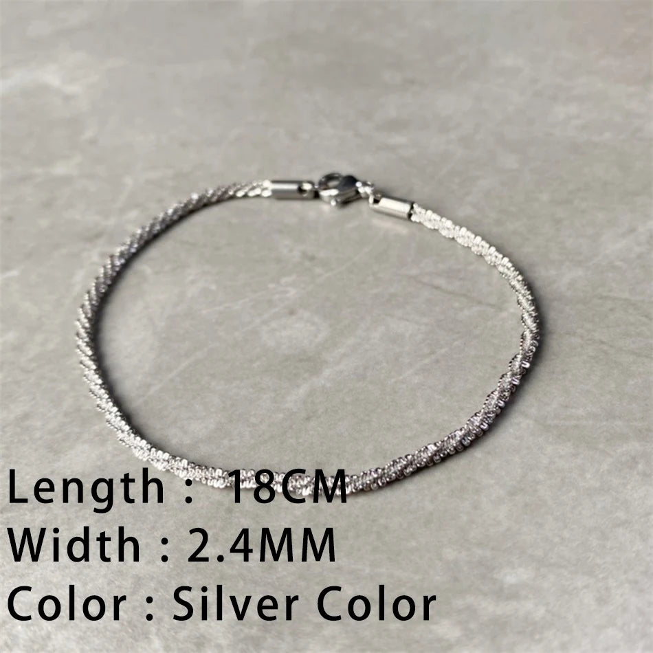 Classic Snake Chain Bracelets for Women Trend Fashion Stainless Steel Cuban Chain Bracelet Trendy Woman Gifts Jewelry - Ammpoure Wellbeing