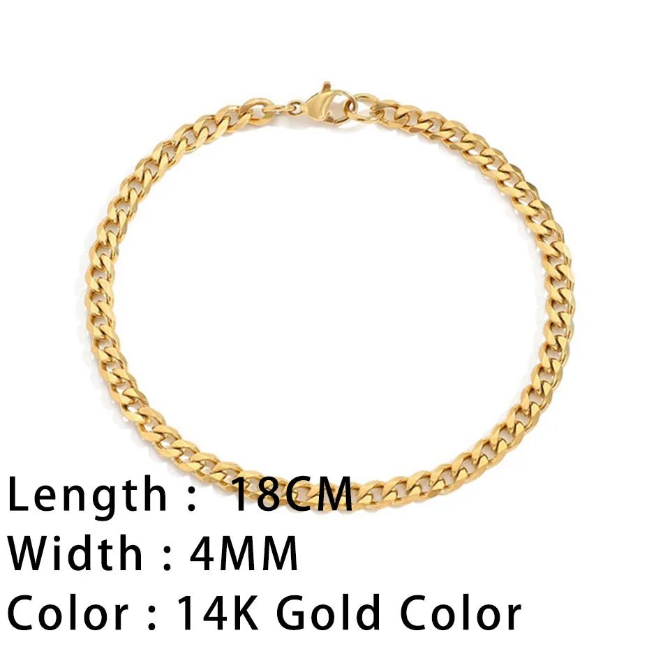 Classic Snake Chain Bracelets for Women Trend Fashion Stainless Steel Cuban Chain Bracelet Trendy Woman Gifts Jewelry - Ammpoure Wellbeing