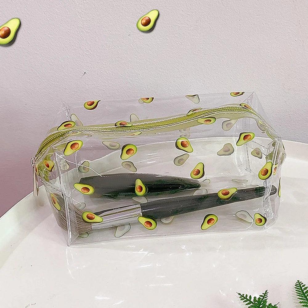 Clear Makeup Bag Fashion Transparent Travel Portable Mini Wash Storage Bags Strawberry Flower Print Women Zipper Cosmetic Bag - Ammpoure Wellbeing