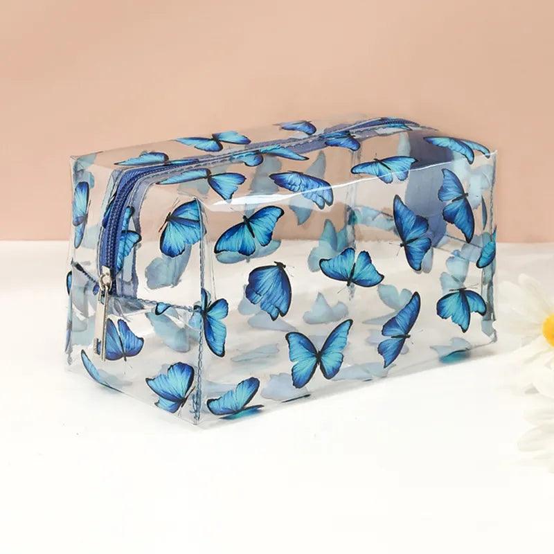 Clear Makeup Bag Fashion Transparent Travel Portable Mini Wash Storage Bags Strawberry Flower Print Women Zipper Cosmetic Bag - Ammpoure Wellbeing