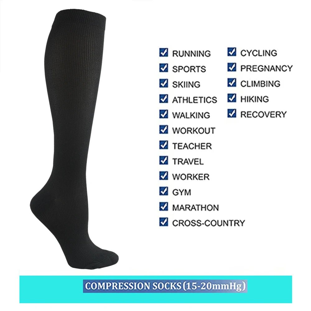 Compression Socks Fit For Golf Rugby Running Hiking Sports For Anti Fatigue Driving Travel Flight Women Men Socks - Ammpoure Wellbeing