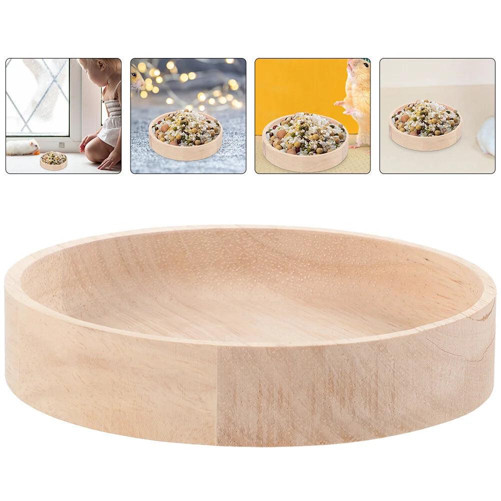 Container Pet Accessories Wear - resistant Chinchilla Bowl Small Food Dish Hamster Accessory Wood Rat Oak Household Feeding Guinea - Ammpoure Wellbeing