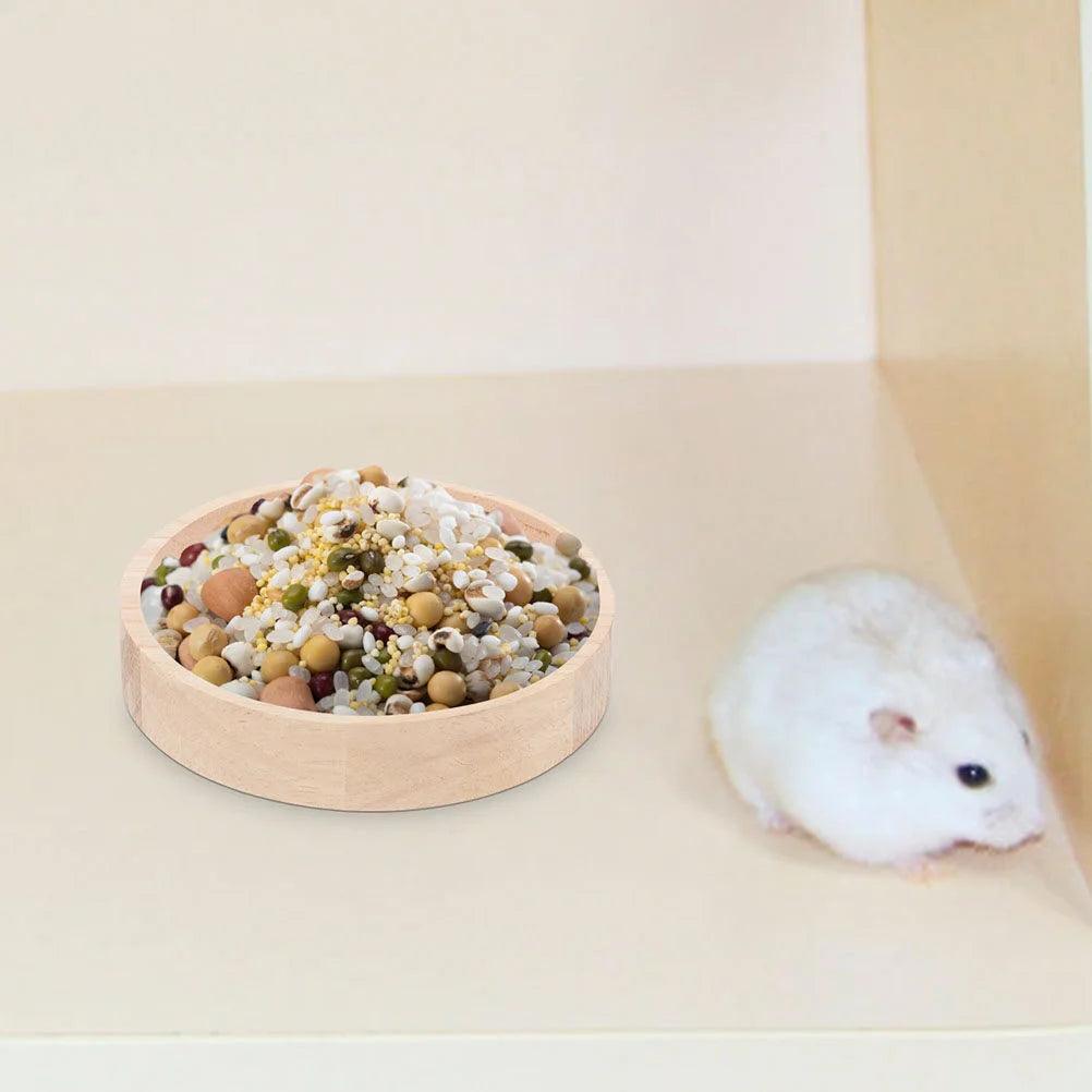 Container Pet Accessories Wear - resistant Chinchilla Bowl Small Food Dish Hamster Accessory Wood Rat Oak Household Feeding Guinea - Ammpoure Wellbeing