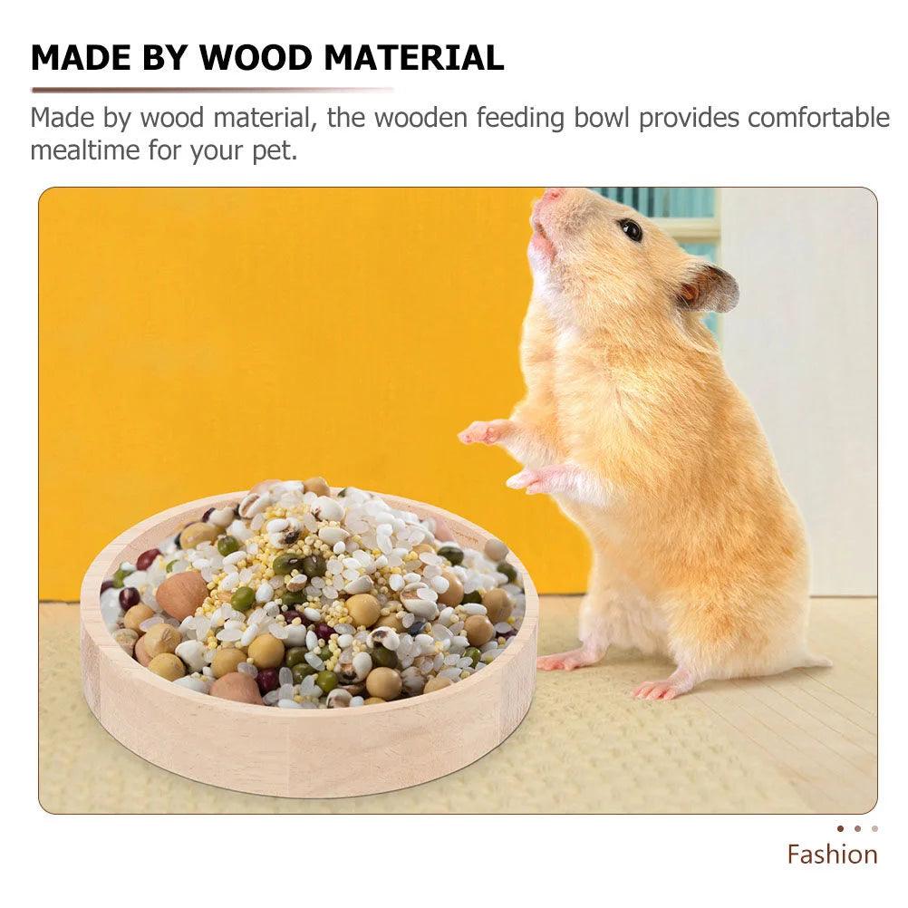 Container Pet Accessories Wear - resistant Chinchilla Bowl Small Food Dish Hamster Accessory Wood Rat Oak Household Feeding Guinea - Ammpoure Wellbeing